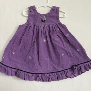 Purple Kids Corduroy dress Dress with Floral Embroidery 3T
